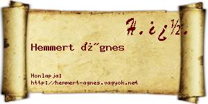 Hemmert Ágnes névjegykártya