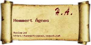 Hemmert Ágnes névjegykártya